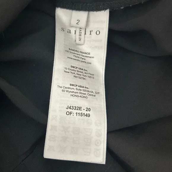 Sandro Black Satin Ruffle Belted Midi Skirt Size 2 - Picture 5 of 11